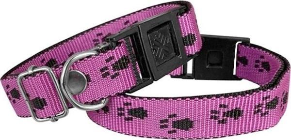 Markapet Köpek Tasması Patili Dokuma 2 cm - Min: 30 cm - Max: 50 cm Koyu Pembe - Image 1