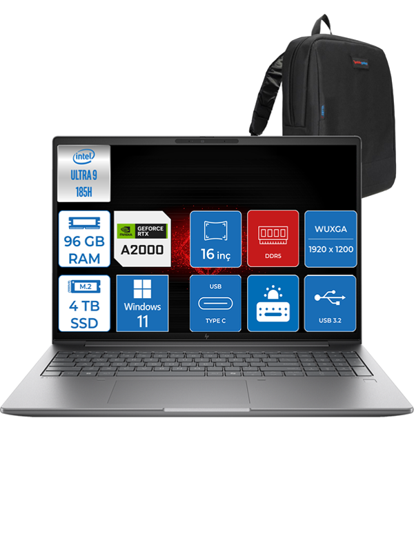 Hp Zbook Power G11Ultra 9 185H 96GB 4TB SSD 8GB/RTXA2000 16" Wuxga Windows 11Pro Z5G4B9ESP05 - Image 1