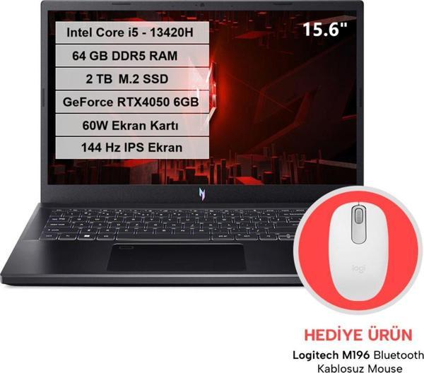 Acer Nitro V 15 Intel Core i5 13420H 64GB DDR5 2TB M.2 SSD RTX 4050-6GB 60W FreeDos 15.6" FHD IPS 144Hz - Image 1