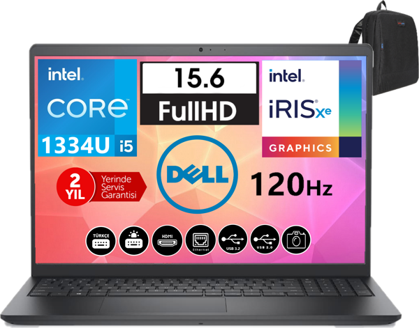 Dell Vostro 3530 Intel Core I5-1334U 16GB 256GB SSD Fhd 15.6" 120HZ Fredos WN1611PVNB352006 + Zetta Çanta - Image 1