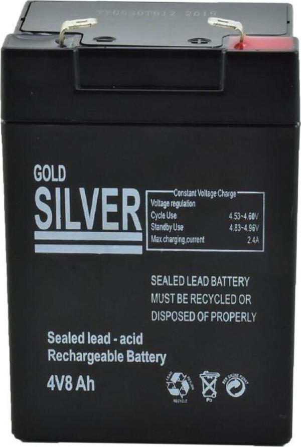 GS2621 Fenere Uyumlu Akü 4V 8AH Akü-Goldsilver GS2621 El Feneri Aküsü Işıldak Akü 4v8ah - Eski Akü İadesiz - Image 1
