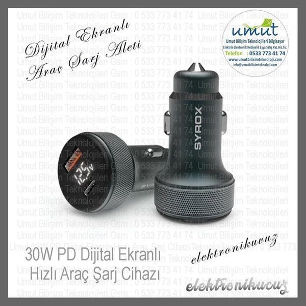 LCD Ekran 30W Pd Oto Başlık LCD Display Araç Şarji Pd 30W Dijital Başlıklı Araç Çakmaklık Şarj - Image 1