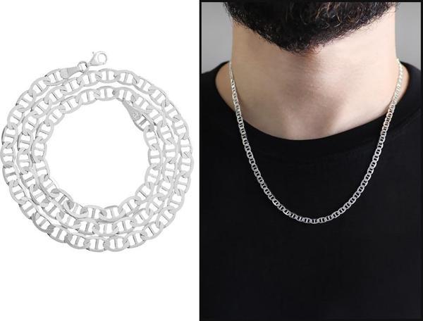925 Ayar Gümüş 50 cm Uzunluk 120 Mikron Kalınlık Barlı Erkek Zincir - Image 1