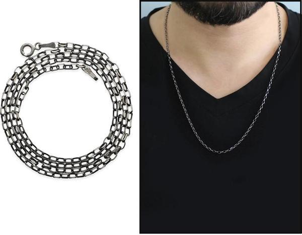 925 Ayar Gümüş 60 cm Uzunluk 100 Mikron Kalınlık Doch Cut Model Erkek Zincir - Image 1