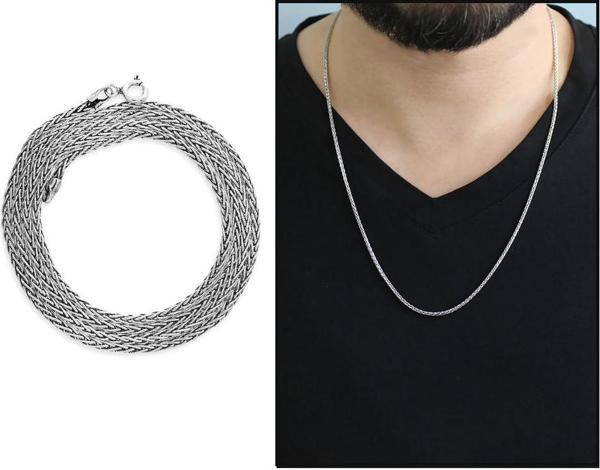 925 Ayar Gümüş 60 cm Uzunluk 100 Mikron Kalınlık Spiga Model Erkek Zincir - Image 1