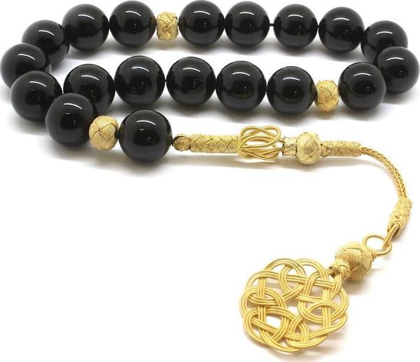 1000 Ayar Gümüş Kazaz Püsküllü Küre Kesim Oniks Efe Tesbih - Image 1