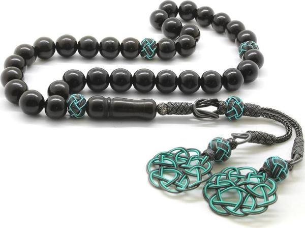 1000 Ayar Gümüş Kazaz Püsküllü Küre Kesim Rus Oltu Tesbih - Image 1