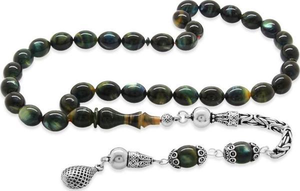 925 Ayar Gümüş Kral Püsküllü Özel Kesim Mix Renk Sedefli Katalin Tesbih - Image 1