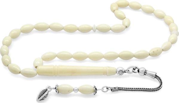 925 Ayar Gümüş Püsküllü Arpa Kesim Bilek Boy Deve Kemiği Tesbih - Image 1