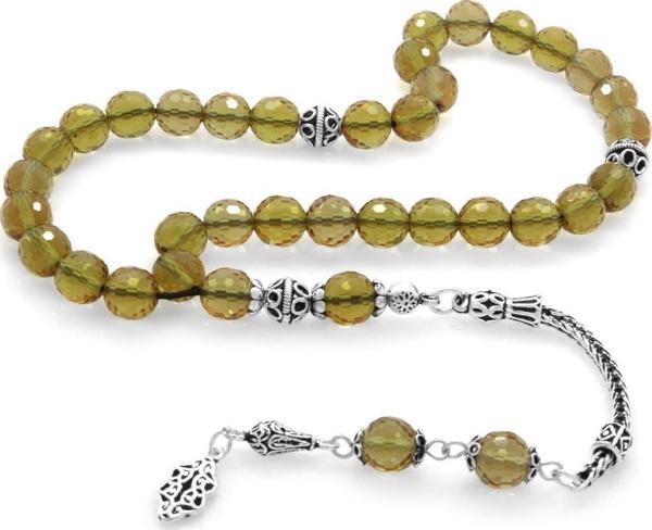 925 Ayar Gümüş Püsküllü Fasetalı Küre Kesim Sultanit Tesbih (M-1) - Image 1