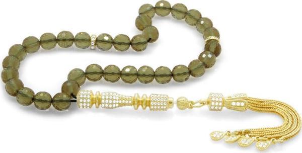 925 Ayar Gümüş Püsküllü Zirkon Taş İşlemeli Sultanit Tesbih - Image 1