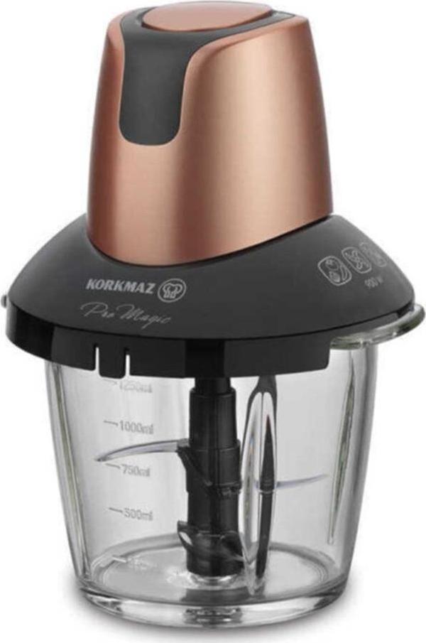 Korkmaz Pro Magic 4 Bıçaklı Rosagold Siyah Cam Doğrayıcı A460-05 - Image 1
