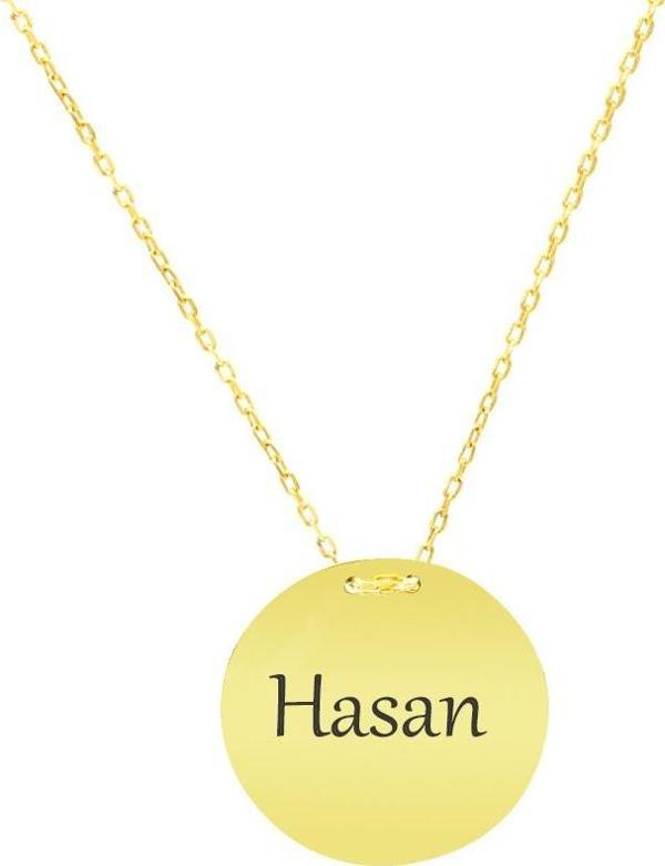 Basic Model Gold Renk Kişiye Özel İsim/Harf Yazılı 925 Ayar Gümüş Kadın Kolye - Image 1