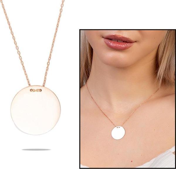 Basic Model Rose Renk Kişiye Özel İsim Harf Yazılı 925 Ayar Gümüş Kadın Kolye - Image 1