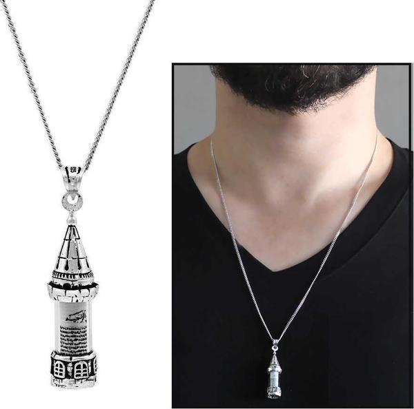 Galata Kulesi Tasarım 925 Ayar Gümüş Cevşen Kolye - Image 1