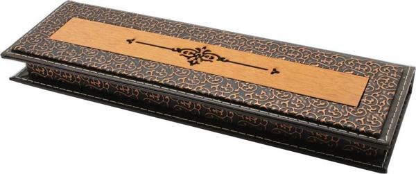 Kahverengi Deri & Ahşap Kombinli Elegance Tesbih Kutusu - Image 1