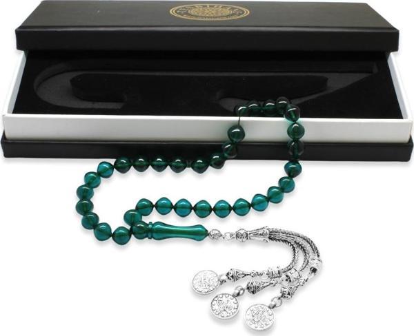 Kararmaz Metal Mecidiye Püsküllü İstanbul Kesim Turkuaz Ateş Kehribar Tesbih - Image 1