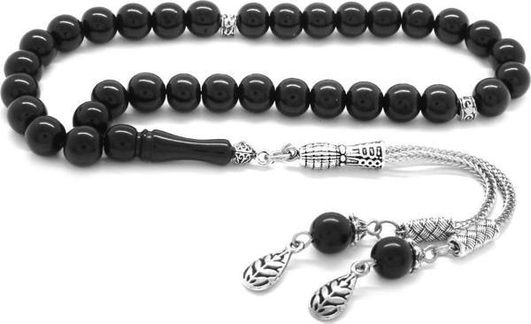 Kararmaz Metal Püsküllü Küre Kesim Sade Rus Oltu Tesbih - Image 1