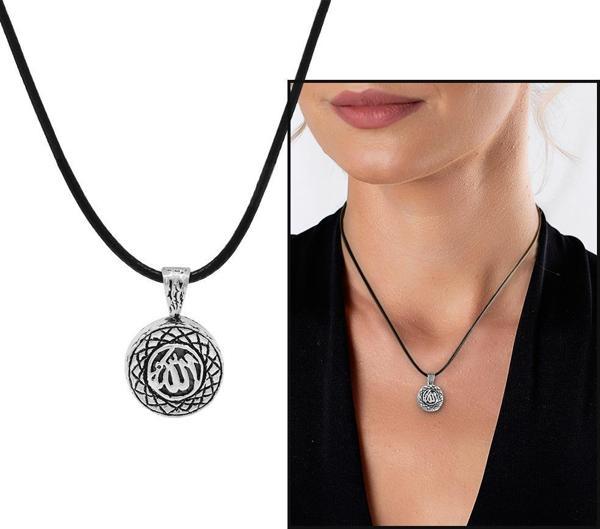 Kişiye Özel İsim Yazılı Üzeri Arapça Allah Yazılı 925 Ayar Gümüş Cevşen Kolye - Image 1