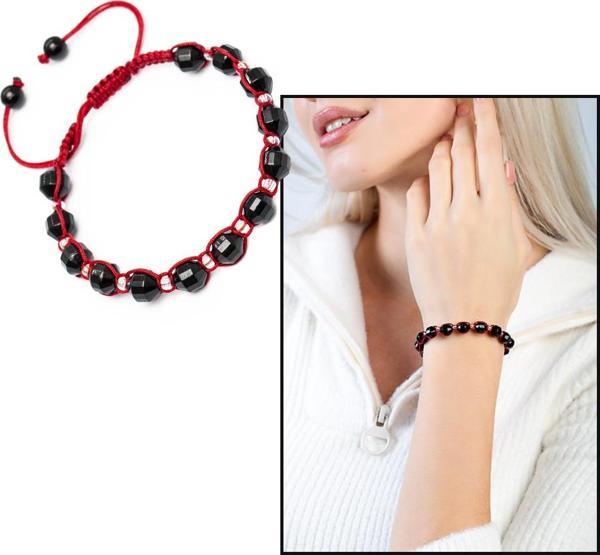 Makrome Örgülü Faset Kesim Oniks Doğaltaş Kadın Bileklik - Image 1