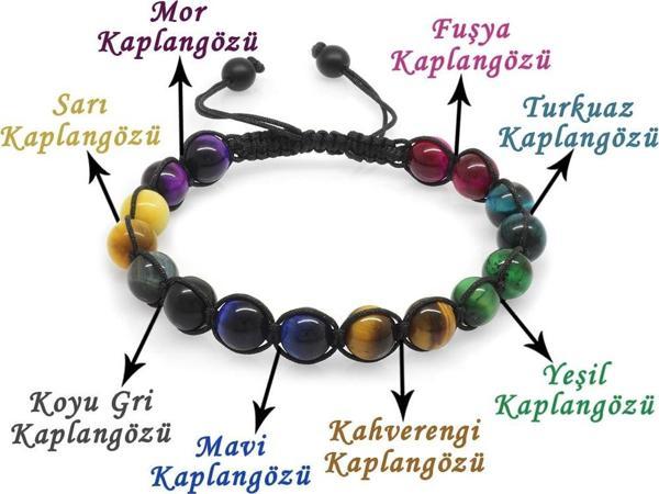 Makrome Örgülü Küre Kesim Çoklu Kaplangözü Doğaltaş Kombinli Erkek Enerji Bilekliği - Image 1