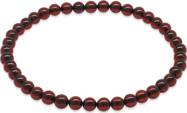 Küre Kesim Koyu Kırmızı Doğal Damla Kehribar Kadın Bileklik - Image 1