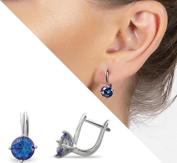 Mistik Topaz Taşlı Oval Tasarım 925 Ayar Gümüş Küpe - Image 1