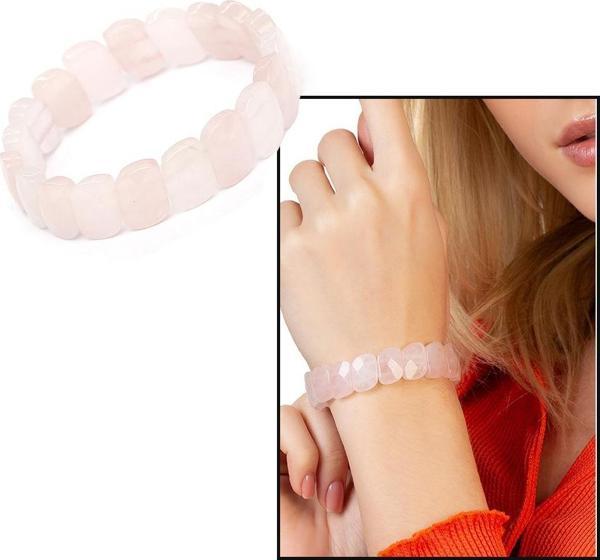 Pembe Kuvars Doğaltaş Rolex Kadın Bileklik - Image 1