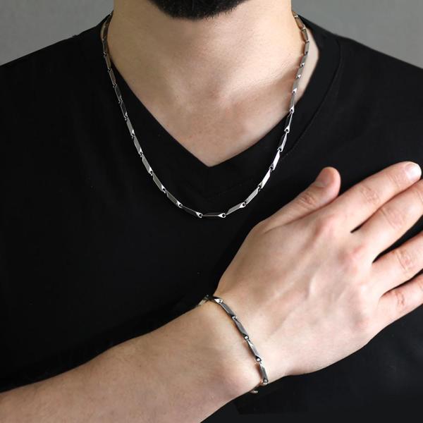 Silver Renk 317L Çelik Singapur Zincir&Bileklik Kombini - Image 1