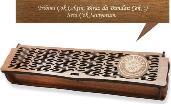 Özel Mesaj Yazılı Kahverengi Ahşap Elegance Hediye Tesbih Kutusu (M1) - Image 1