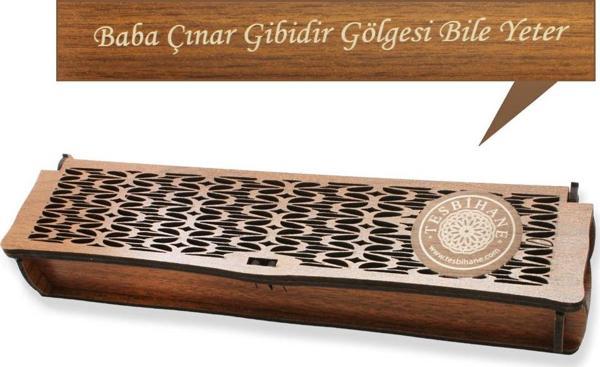 Özel Mesaj Yazılı Kahverengi Ahşap Elegance Hediye Tesbih Kutusu (M-2) - Image 1