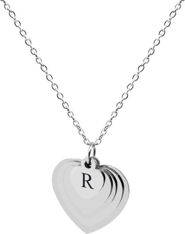 Silver Renk Kalp Tasarım Aile Temalı (En Fazla 5 Plaka - 5 isim) Kişiye Özel Çelik Kadın Kolye - Image 1