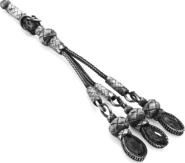 Siyah Zirkon Taşlı 3'lü 1000 Ayar Gümüş Kazaz Püskül - Image 1