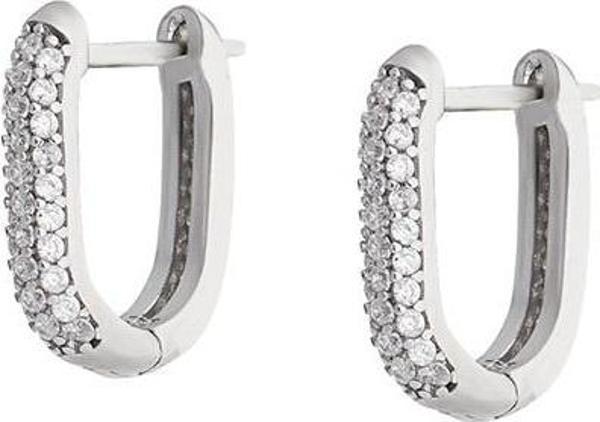 Starlight Diamond Mikro Zirkon Taşlı U Tasarım 925 Ayar Gümüş Küpe - Image 1