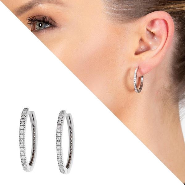 Starlight Diamond Tek Sıra Zirkon Taşlı Halka Tasarım 925 Ayar Gümüş Küpe - Image 1