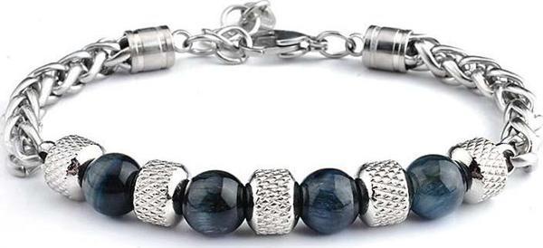 Siyah Kaplangözü&Çelik Kombinasyonlu Uzunluk Ayarlanabilir Avangart Erkek Bileklik - Image 1