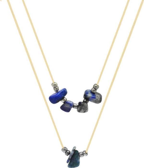 Zarif İp Zincirli Doğal Form Lapis Doğaltaş Yay Burcu Kadın Kolye - Image 1
