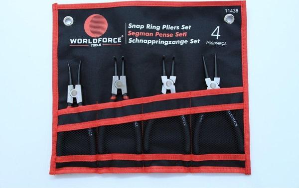 Worldforce 11438 Segman Pense Seti Iç Ve Dış Segman Pense Seti S2 Çelik Profesyonel 4 Parça 180 Mm - Image 1