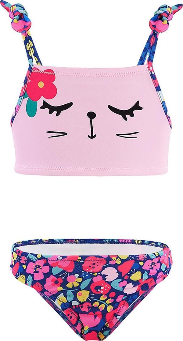 Çiçekli Kedi Kız Çocuk Bikini - Image 1