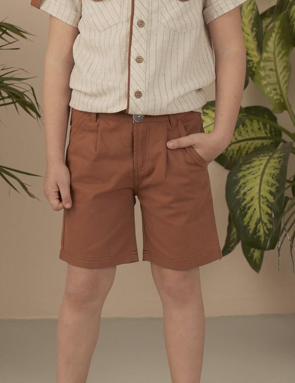 Kahverengi Erkek Çocuk Gabardin Şort - Image 1