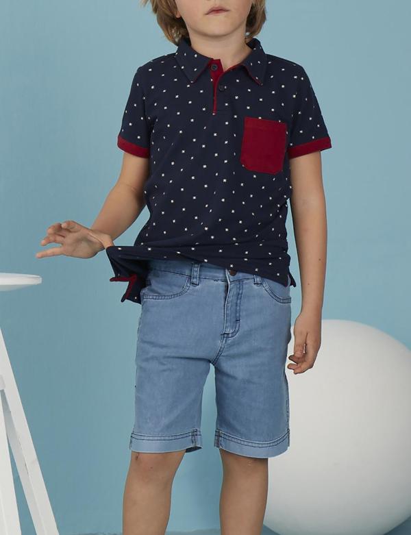 Açık Mavi Yıkamalı Erkek Çocuk Denim Şort - Image 1