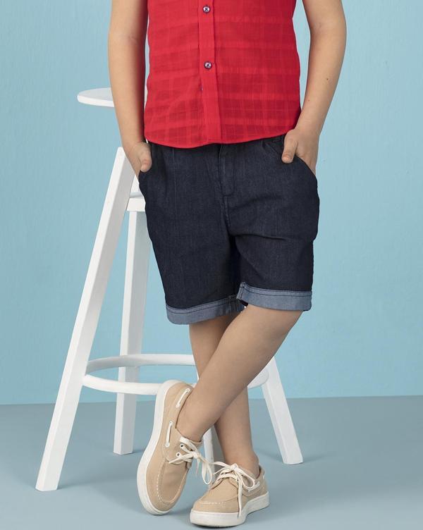 Duble Paça Erkek Çocuk Denim Şort - Image 1