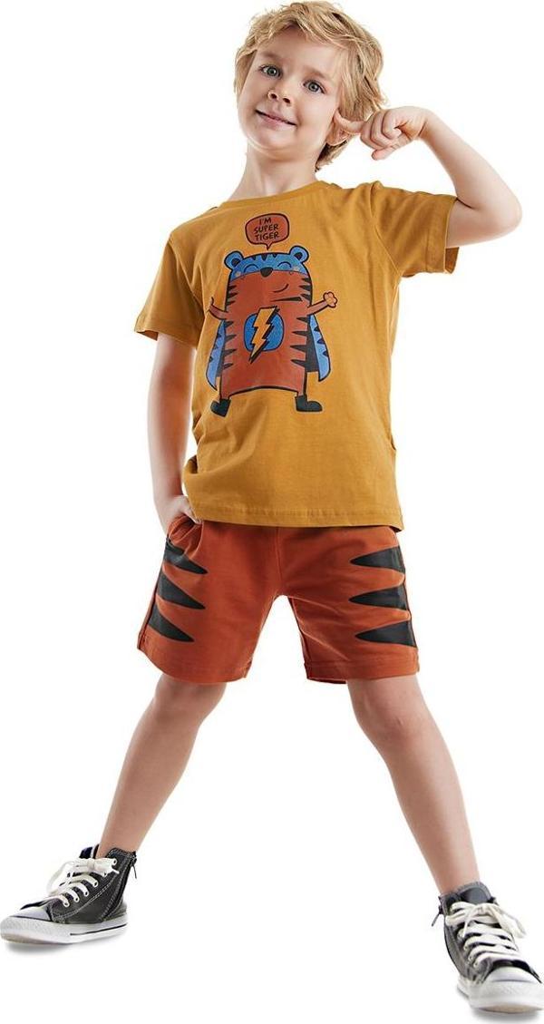 Super Tiger Erkek Çocuk Yazlık T-shirt Şort Takım - Image 1