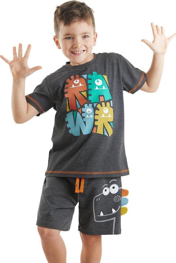 Rawr Dino Erkek Çocuk Yazlık T-shirt Şort Takım - Image 1