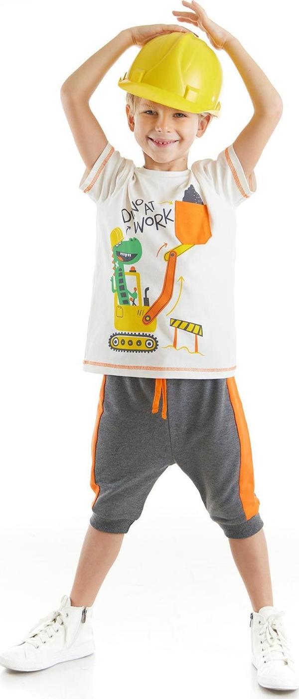 Dino At Work Erkek Çocuk T-shirt Kapri Şort Takım - Image 1