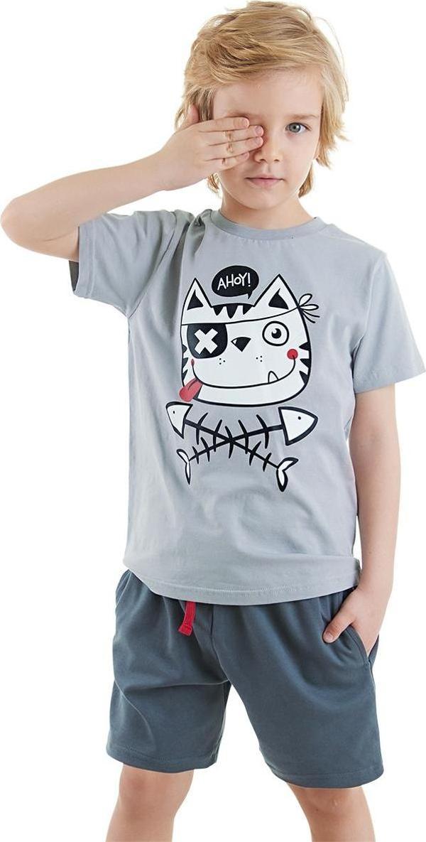 Ahoy Kedi Erkek Çocuk Yazlık T-shirt Şort Takım - Image 1