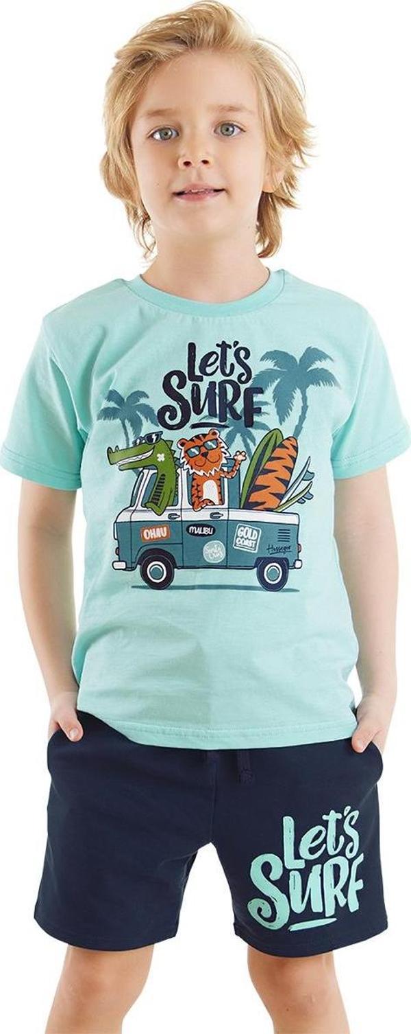Let's Surf Erkek Çocuk Yazlık T-shirt Cepli Şort Takım - Image 1