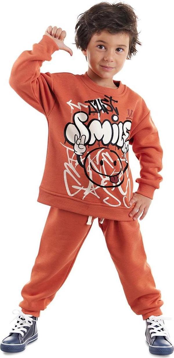 Just Smile Erkek Çocuk Kiremit Eşofman Takımı - Image 1