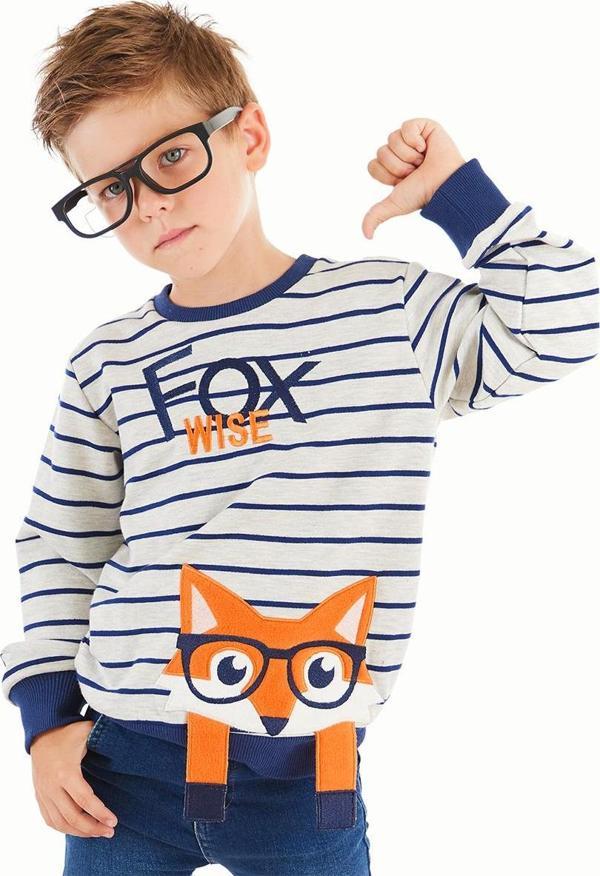 Tilki Çizgili Erkek Çocuk Uzun Kollu Sweatshirt - Image 1