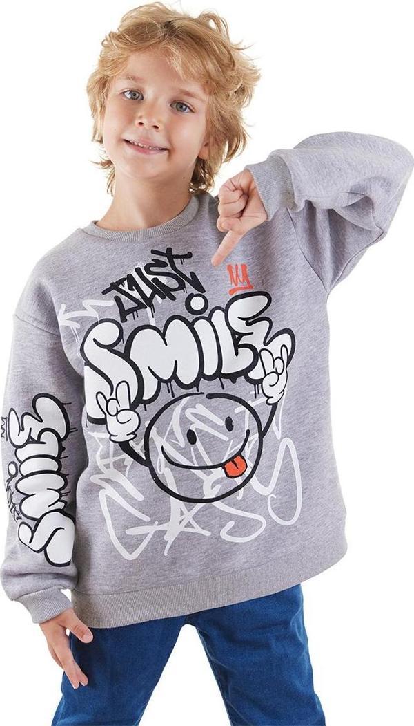 Just Smile Erkek Çocuk Gri Sweatshirt - Image 1